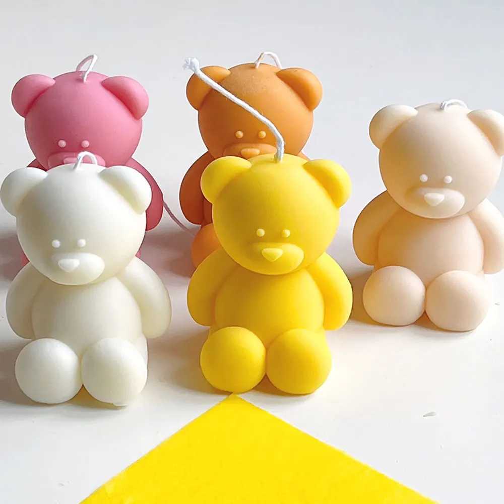 3D Cute Cartoon Bear Silicone Candle Mold DIY Handmade Soap Plaster Ice Cube Baking Mold Birthday Party Gift Making Mold W250704