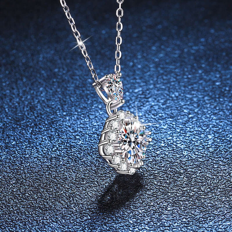 Pure S925ier Pendant for Women, Brilliant S925quare Bag, 1 caratS925 D Color Necklace, MoiS925S925anite Necklace a32