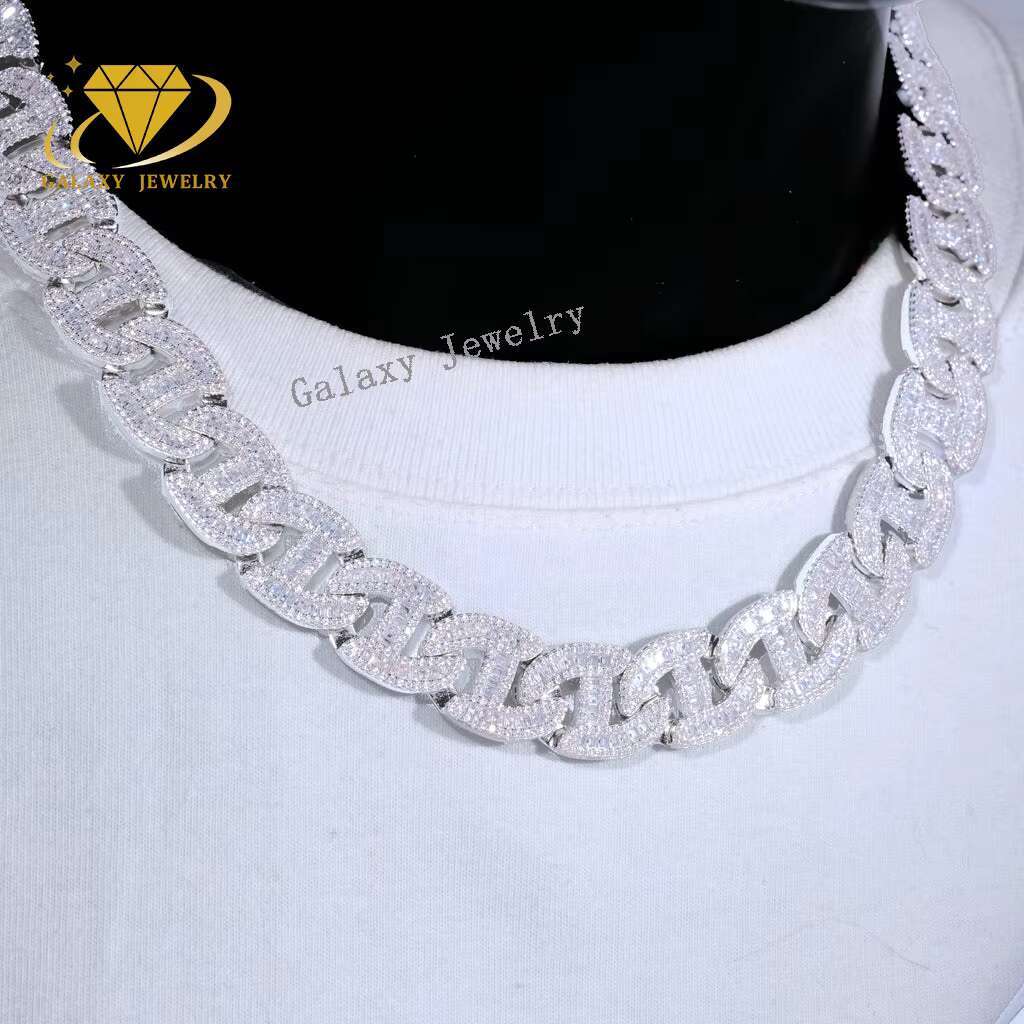 Pig Nose Moissanite Cuban Baguette Diamond 13mm Moissanite Cuban Chain Hip Hop Jewelry 18k Gold Plated Necklace 925 Silver Chain