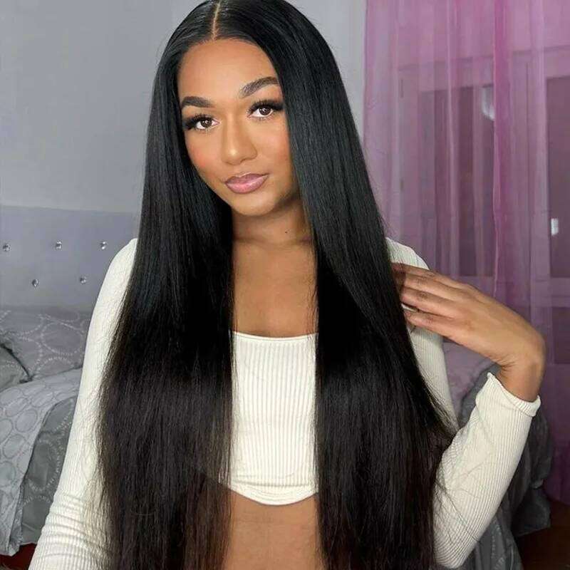 ISEE 7X5 And Go Transparent Straight WigLace Front Pre Cut PrePlucked Glueless Wig Human Hair Ready To Wear OQhair