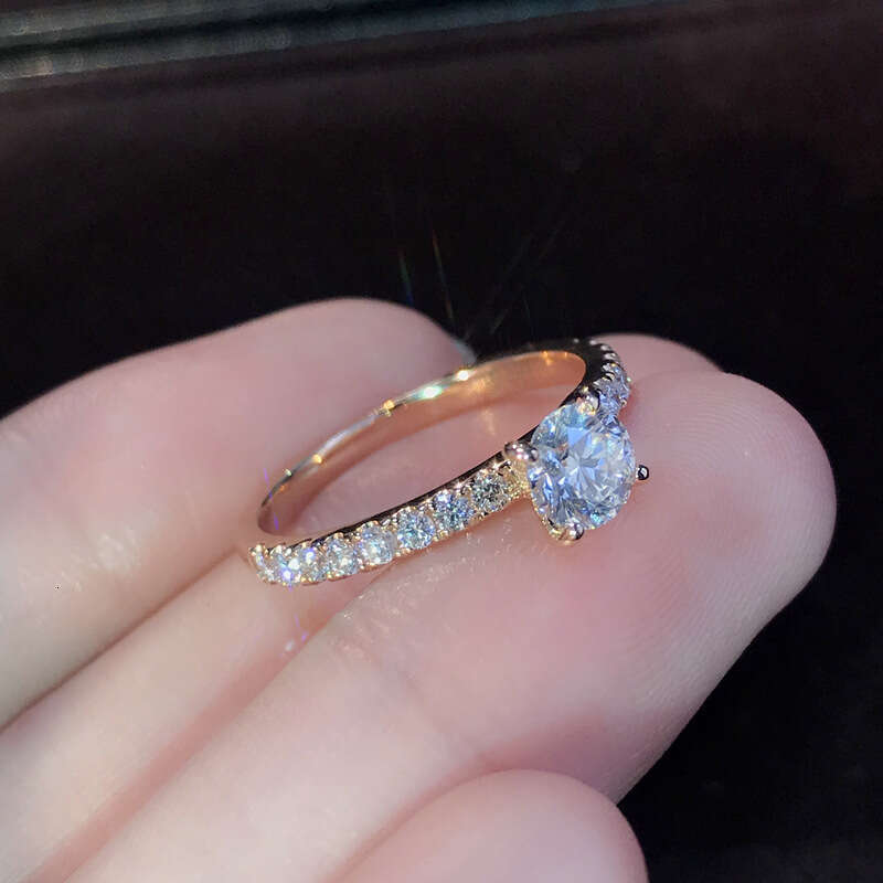 Baojiali Simple Silver-Plated Rose Gold Simulated Moissanite Ring Engagement Wedding Couple Rings 05a