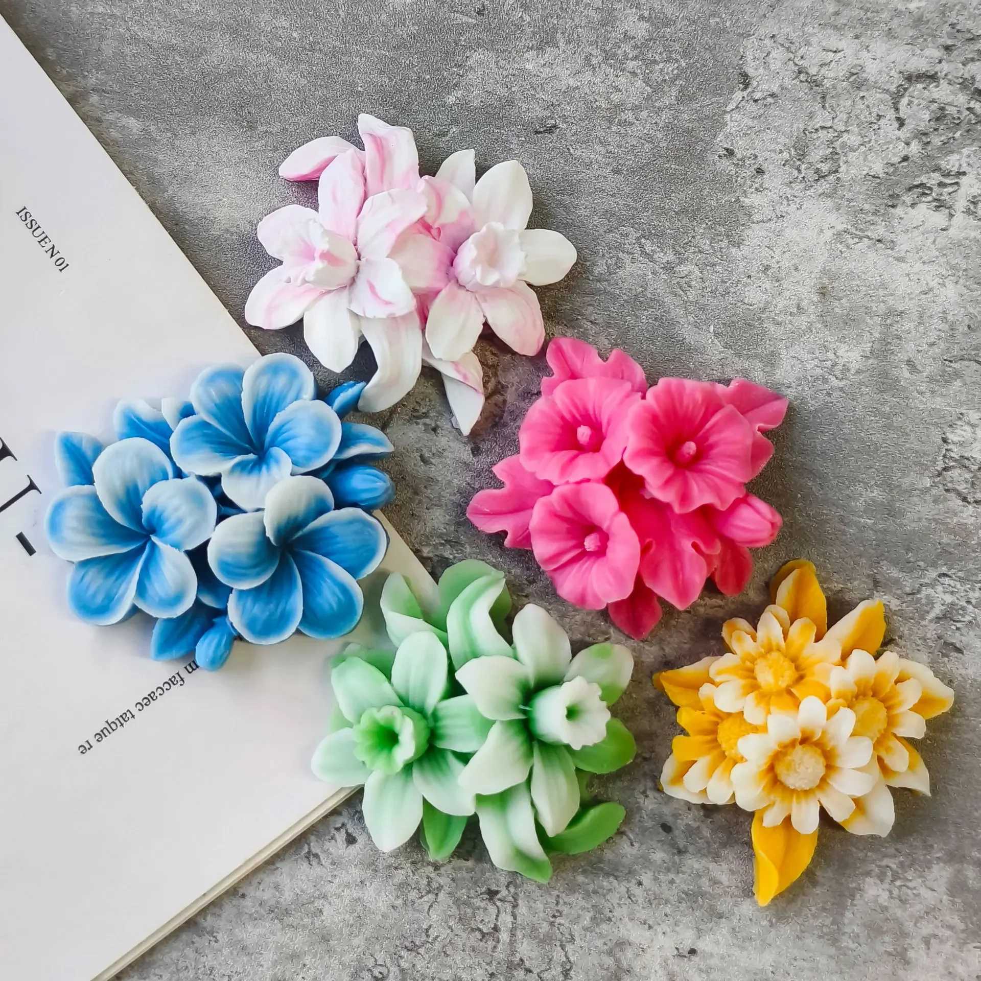 Flower Silicone Mold for DIY Aromatherapy Candles Diffuser Stones Plaster Handmade Soap Petal Resin Crafts and Home Decoration W250704
