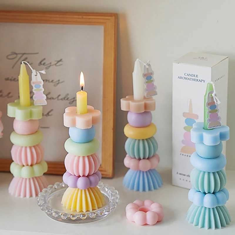 Stackable Geometry Scented Candle Aromath Soy Wax Candles for Weddings Birthdays Candles Party Home Decoration Souvenirs Gifts W250704