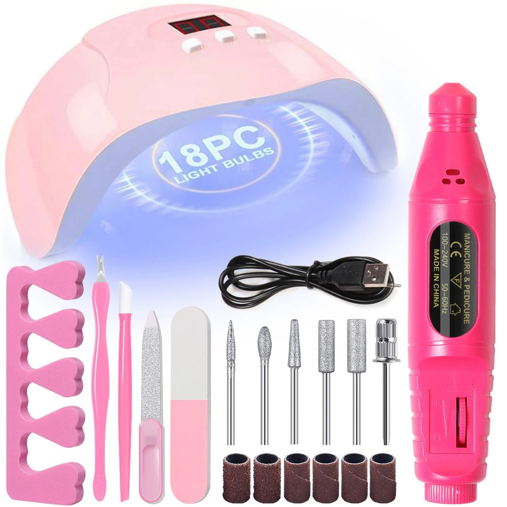 LINMANDA Manicure UV LED Lamp Kit Set UV Lamp and 20000RPM Nail Drill Machine Kit and Remove Dead Skin Manicure Tools Set 250627