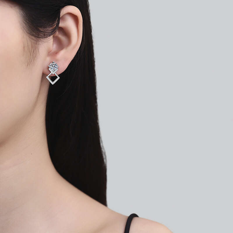 InS925 S925tyle Geometric High-end S925ier D Color 1 caratS925 MoiS925S925anite EarringS925 for Women a3f