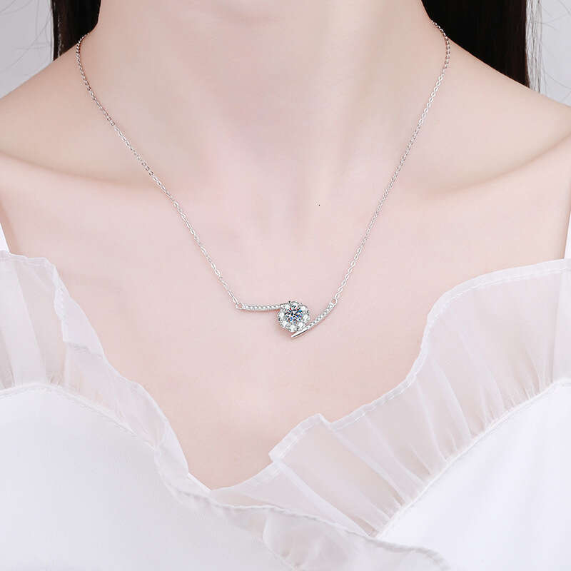 Heart BloS925S925omS925 S925 Pure S925ier Pendant for Women Plated PT950 50 PointS925 D Color MoiS925S925anite Necklace c4c