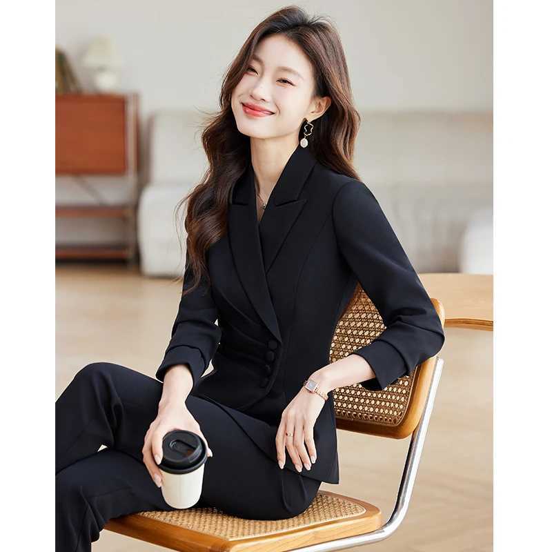 NAVIU Grn Casual Commuting Office Pants Set New Fashion Elegant Long Slve Single Button Slim Women Two Piece Blazer and Pant X250704