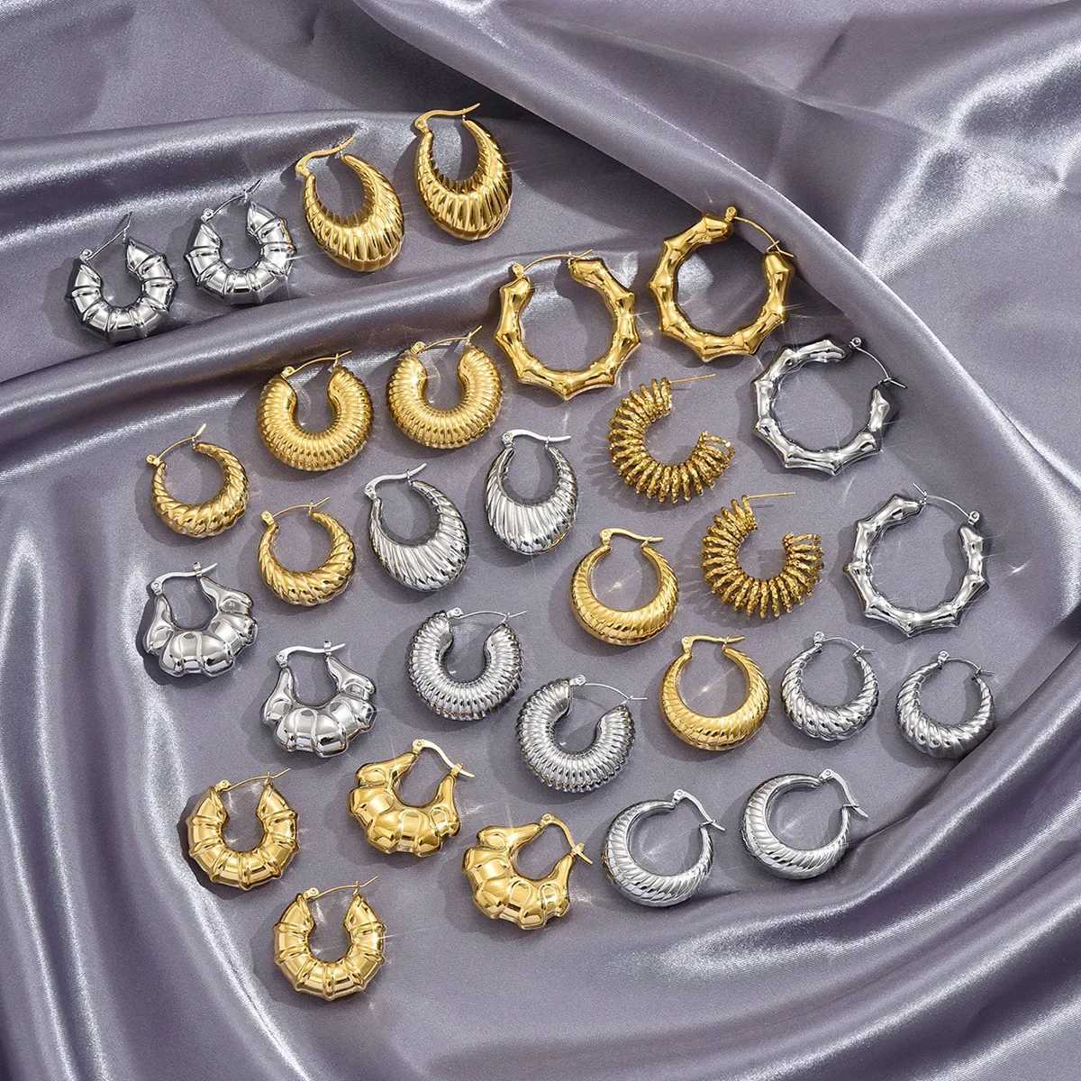 Hot Sale Stainless Steel Hoop Earrings for Women Girls Vintage Punk Gold/Silver Color Earrings No Fade Jewelry Y250704