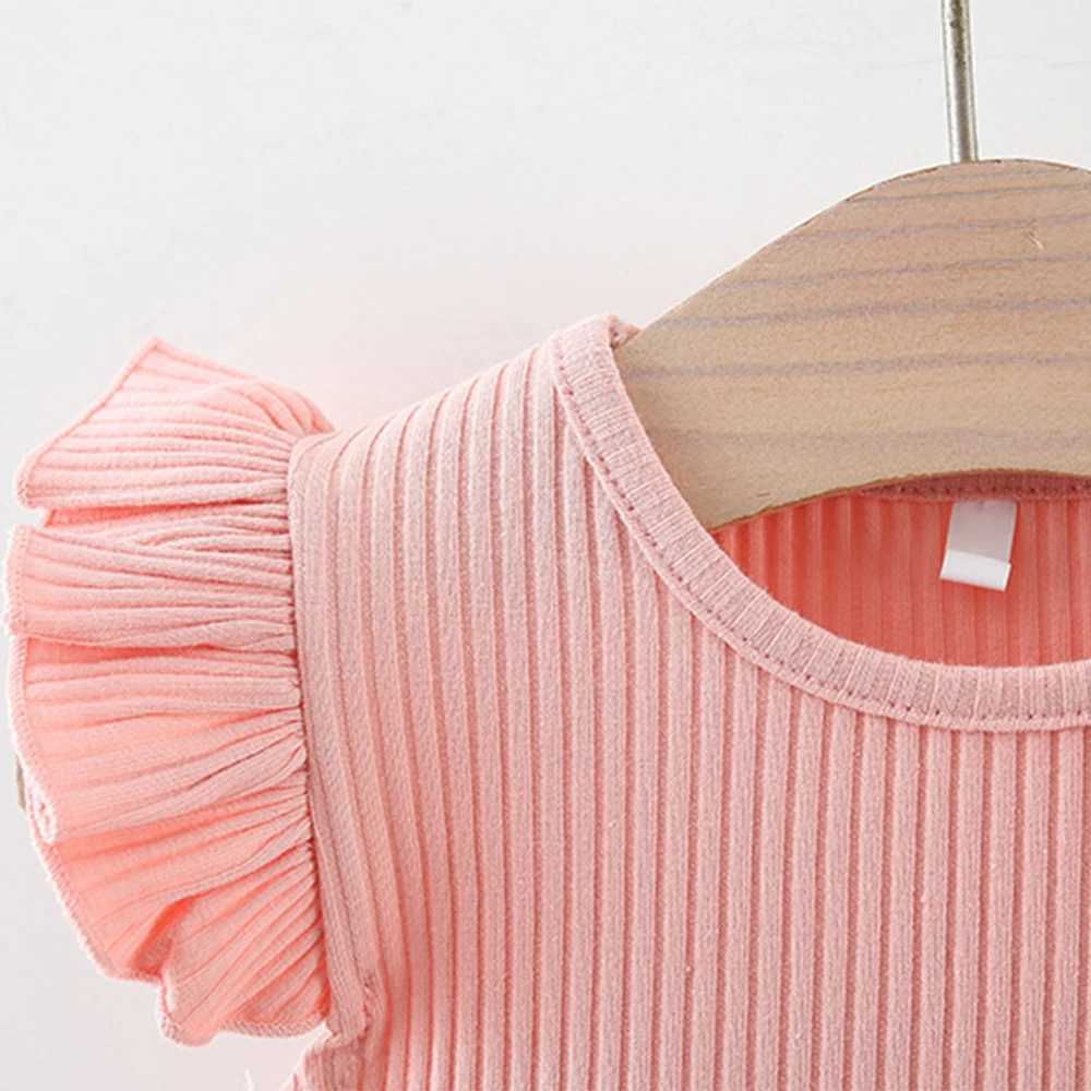 Summer New Waist Line Flower Mesh Yarn Skirt Girls Flying Sles Knitted Pit Stripe Small Skirt Spld Dress R250704