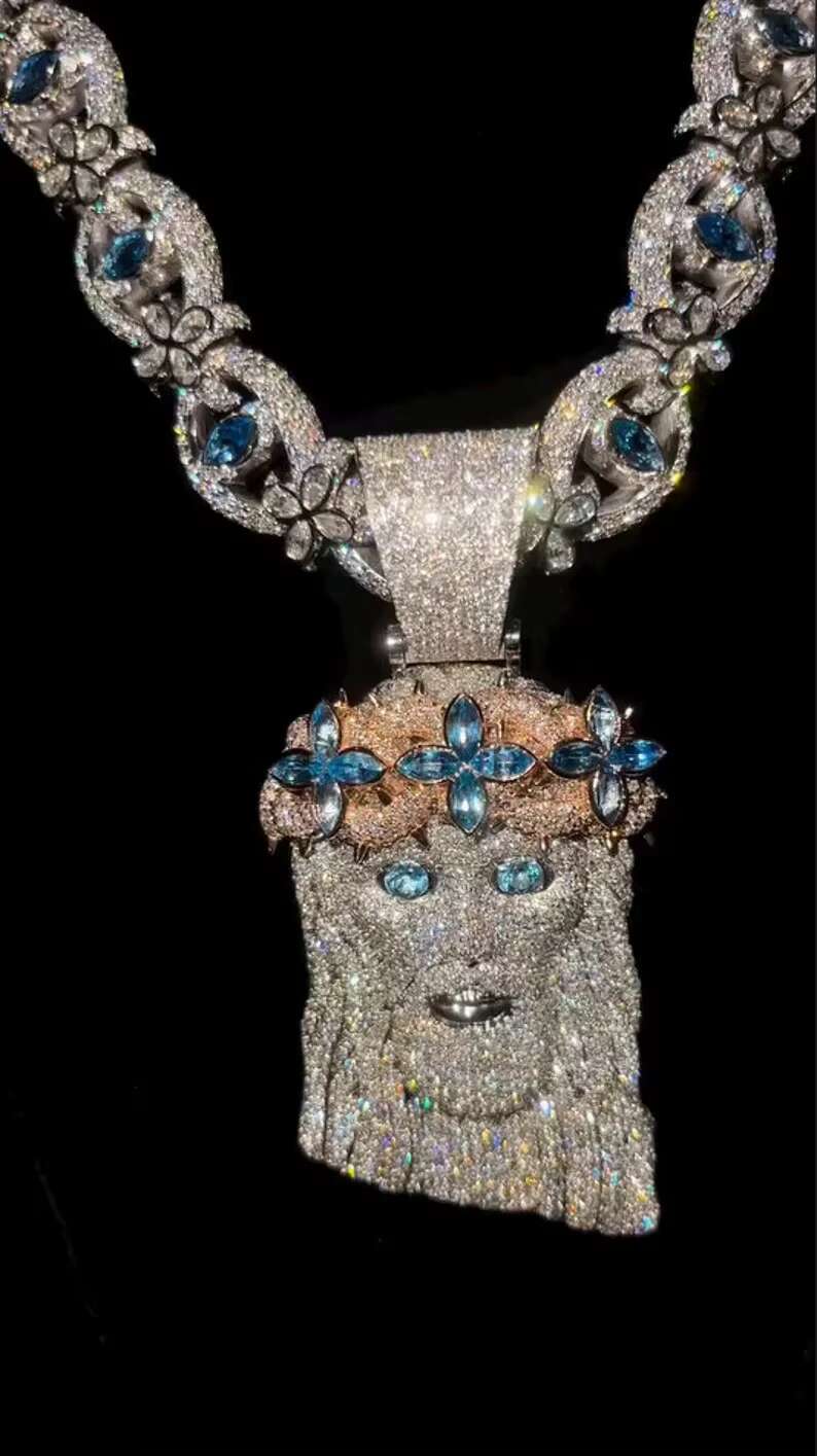 Bling Hip Hop Mens Moissanite Jewelry vvs1 Rapper Ice Jesus Unisex Custom Religious Jesus Pendant