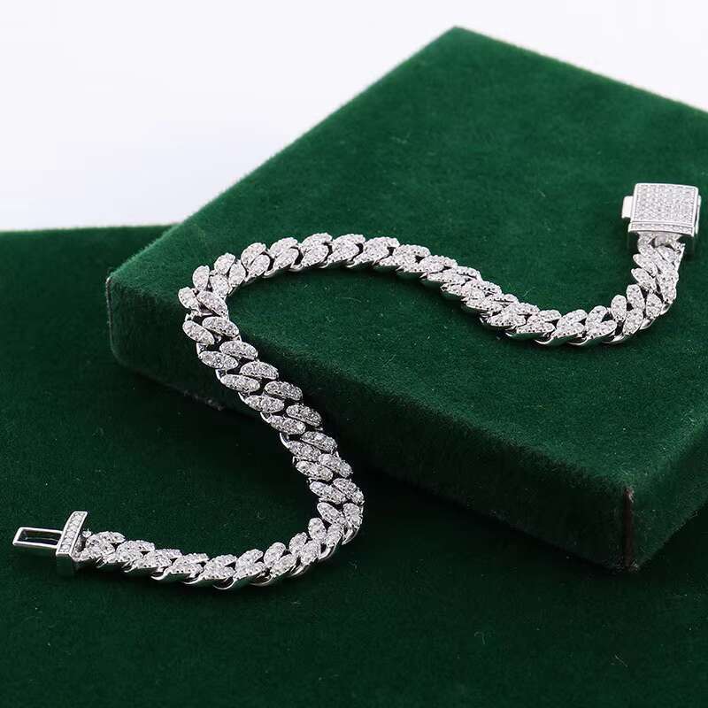 Wholesale Moissanite Cuban Bracelet Men Hip Hop Style Diamond Cuban Chain Fashion Bracelet