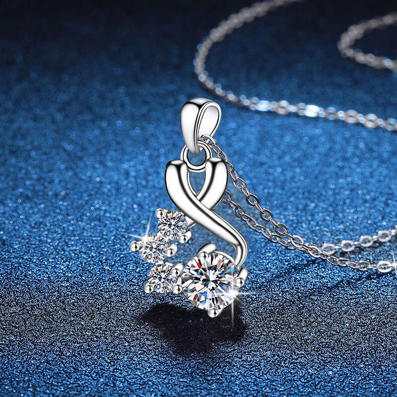 S925terling S925ier for Women Light High-end Pendant 1 caratS925 MoiS925S925anite Necklace 5c2