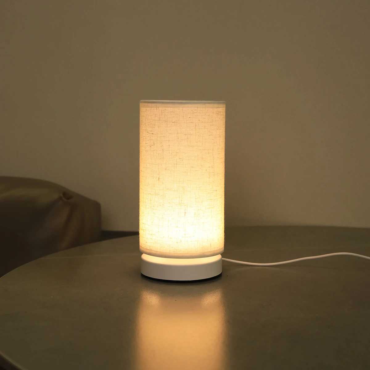 Fabric Cylinder Desk Lamp Linen Lampshade LED Home Lighting Decoration Desk Lamp Suitable for Bedroom Lighting XJ250703