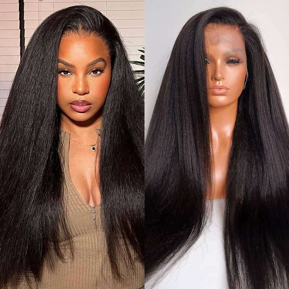 Kinky Lace Front Pre Plucked With Baby 13x4 Hd Transparent Brazilian Yaki Straight Human Hair Wigs