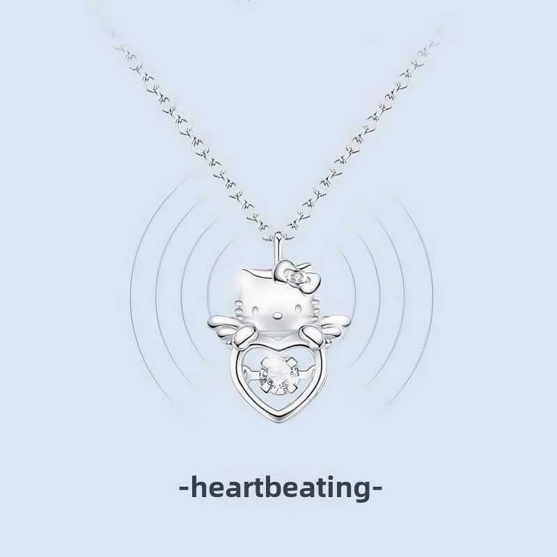 Sanrio Hello Kitty 925 Silver Necklace Cartoon Personality Exquisite Anti-Allergic Pendant Jewelry Ladies Holiday Gift w250716