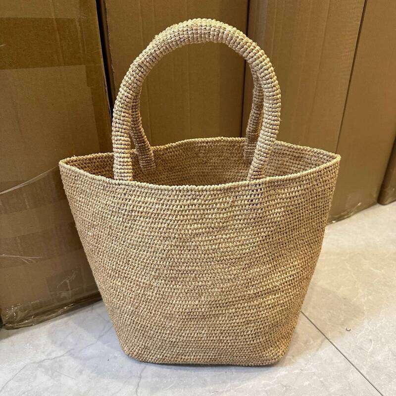 Straw Beach Bag Beach Bags Raffia Handwoven Summer Simple Vacation Beach Casual Versatile Shoulder Bucket Bag Beach Tote Bag