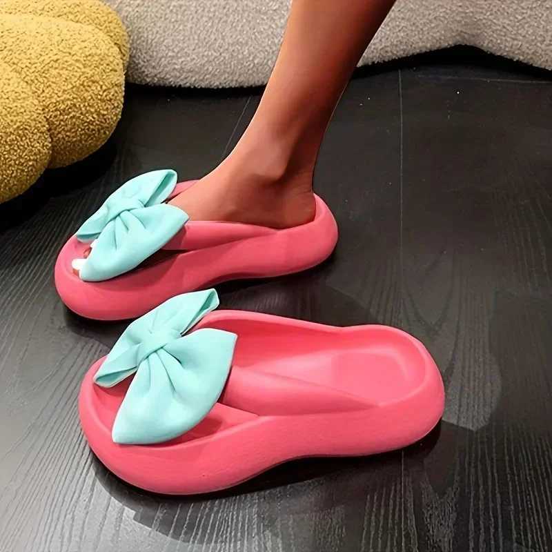 2023 Womens Bow Pillow Flip Flops Kawaii Open Toe Super Soft Non Slip Slides Shoes Indoor Outdoor Slippers W250704