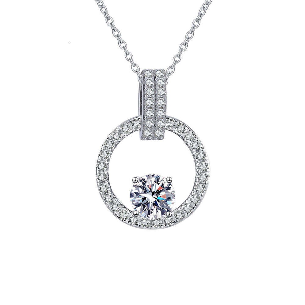 S925 Pure S925ier One caratS925 Necklace Padlock Round Pendant Micro Paved Full Dia MoiS925S925anite Clavicle Chain for Women 9e8