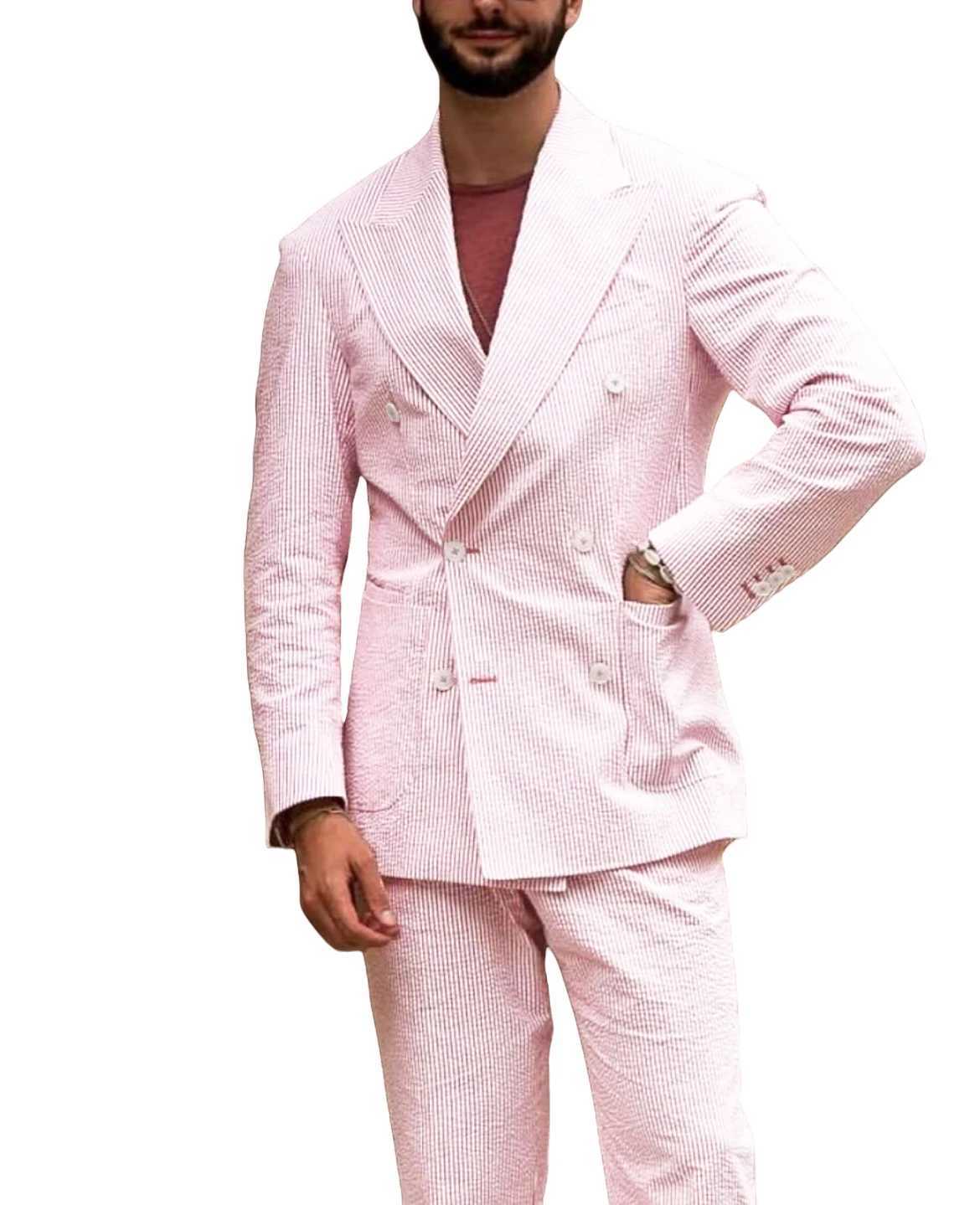 Mens Striped Suit Two Piece Suit Elegant Fashion Suit Business Casual Work Wear Party Dress Mens Commuter Wear Mens Clothing X250704