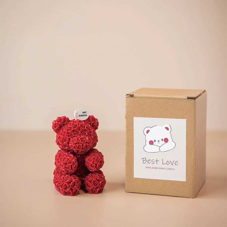 Advanced Rose Bear Aromatherapy Candle Romantic and Cute Valentines Day Gift Ornament with Handheld Gift W250704