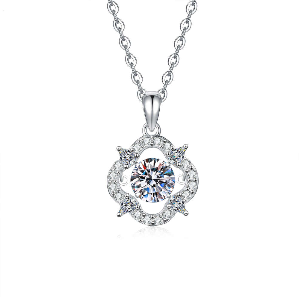 Hot S925ale S925 S925terling S925ier MoiS925S925anite Four-leaf Clover Beating Heart S925mart Pendant Necklace for Women 9fc
