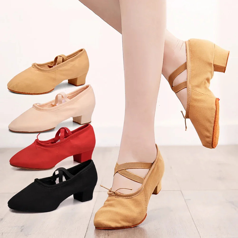 Adult Jazz Ballroom Canvas Dance Shoes Women Teacher Soft Sole Latin Modern Dance National Shoes Standard Practice 250628