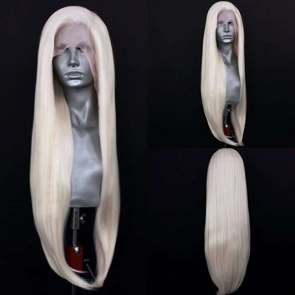Platinum Blonde Wig Natural Front Wigs For Women Long Wave Lace Synthetic Hair Copper Red Cosplay Daily Wear