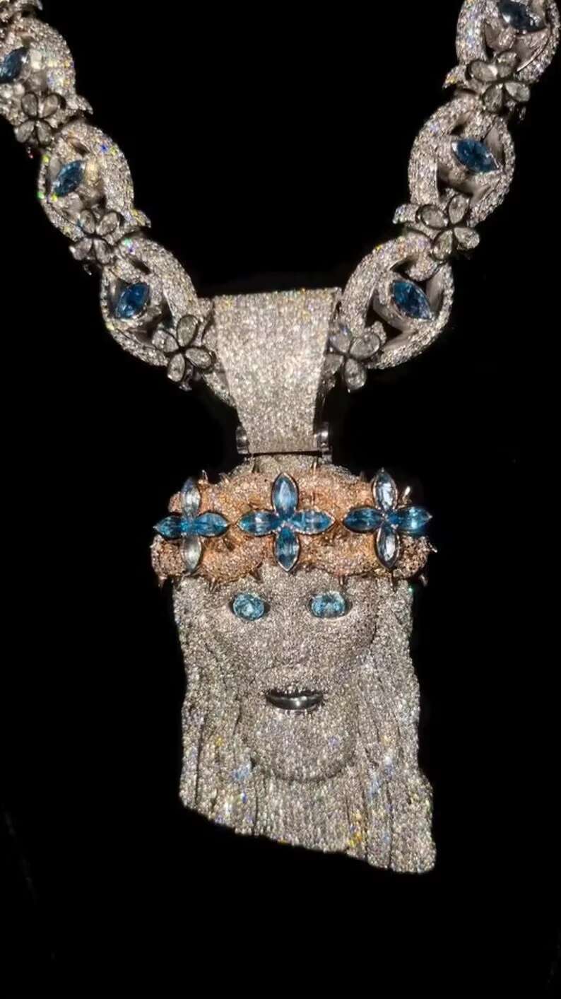 Bling Hip Hop Mens Moissanite Jewelry vvs1 Rapper Ice Jesus Unisex Custom Religious Jesus Pendant