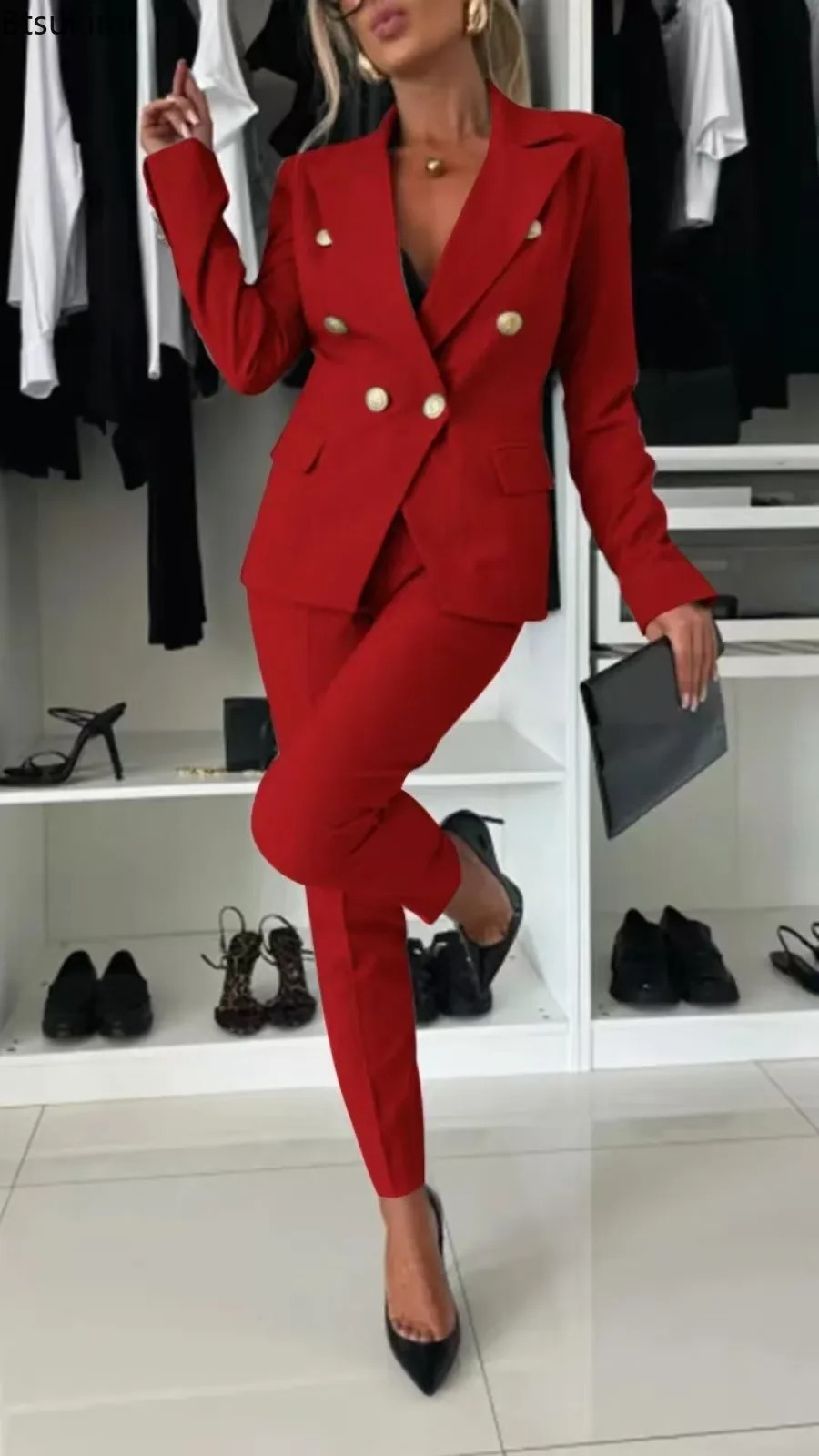 Womens Lapel Button Coat Jacket Pencil Pants Suit Sets Elegant Business Office 2PCS Set Female Slim Blazer Outfits Sets 250703