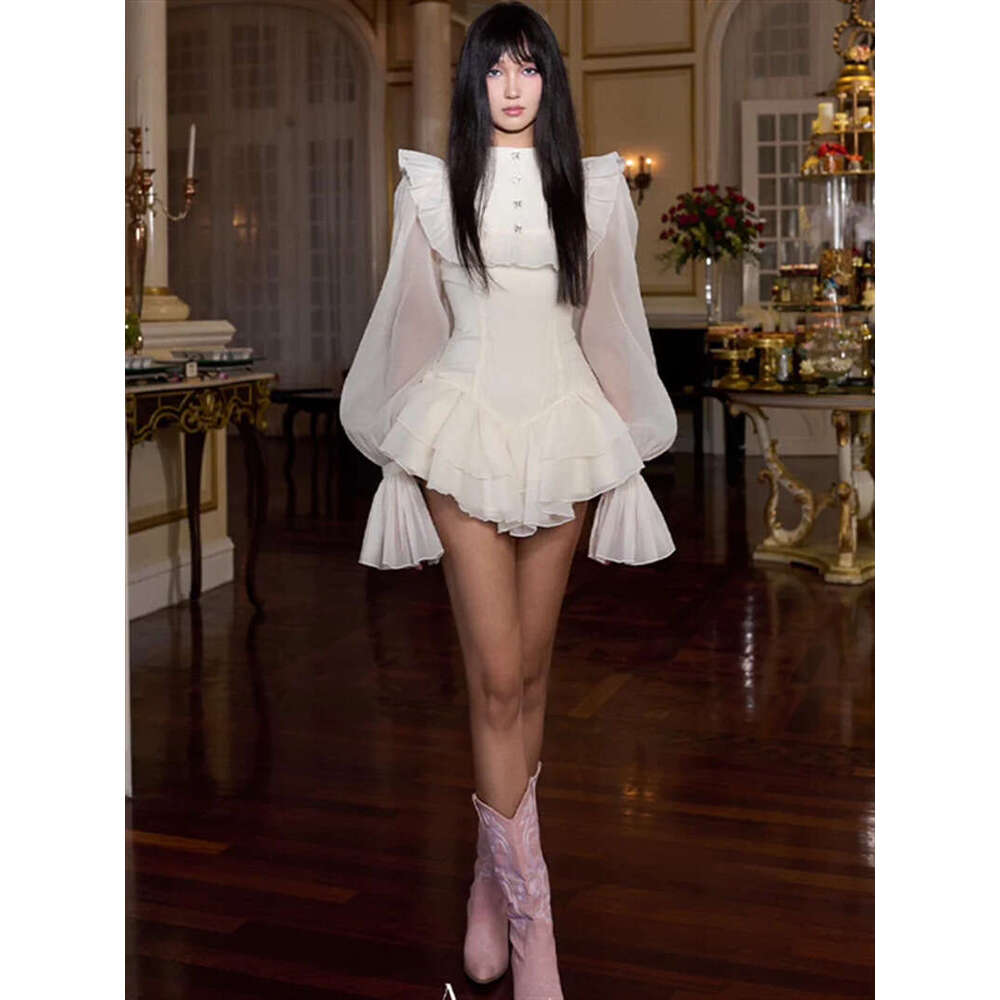 White Skirt Maxi Skirt Spring Vietnam Niche Design And Spicy Style Waist Cinching Short Maid Dress Sweet Cool Long Skirt