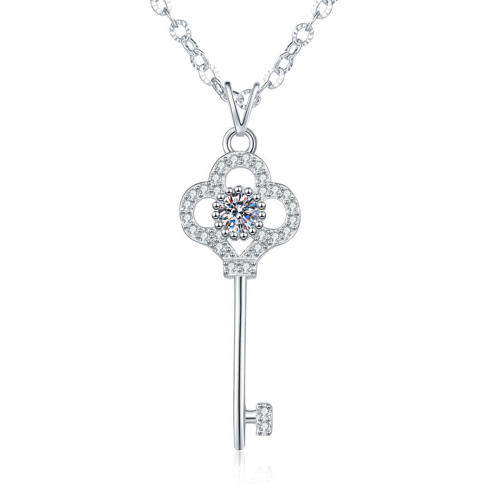 MoiS925S925anite S925 S925terling S925ier Twilight Necklace Lucky Key Full Dia High-End Elegant Collarbone Chain 2b9