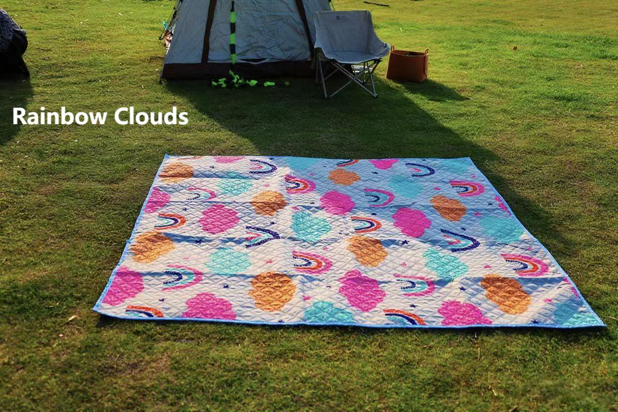 Camping picnic mat outdoor supplies portable thick more durable waterproof oxford cloth fun ground mat Rainbow Clouds