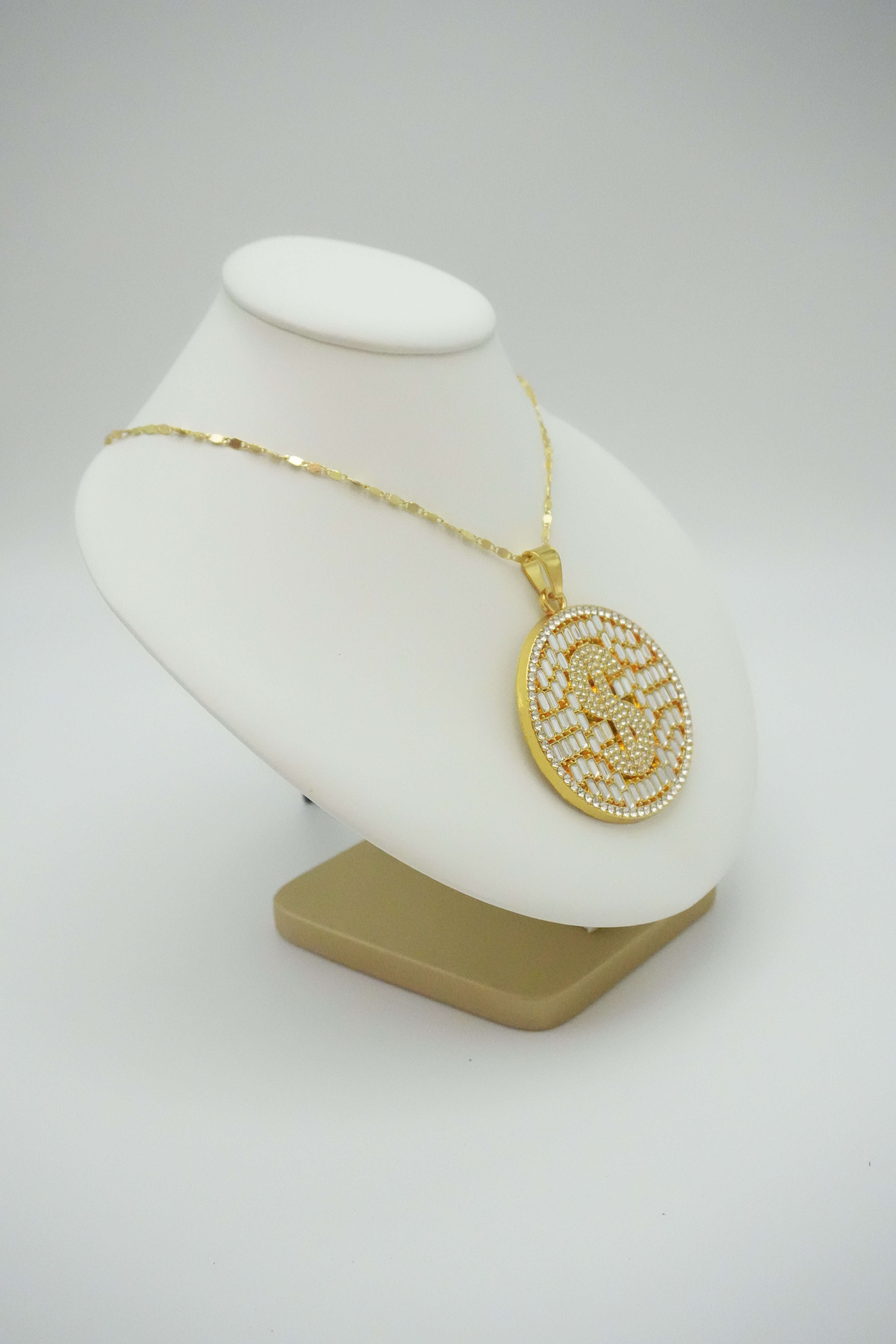 Hip-Hop Punk Style Gold-Plated Moissanite Diamond vvs1-Studded Roundel Pendant Funky Money Symbol Fashion Necklaces Made of 925 silver