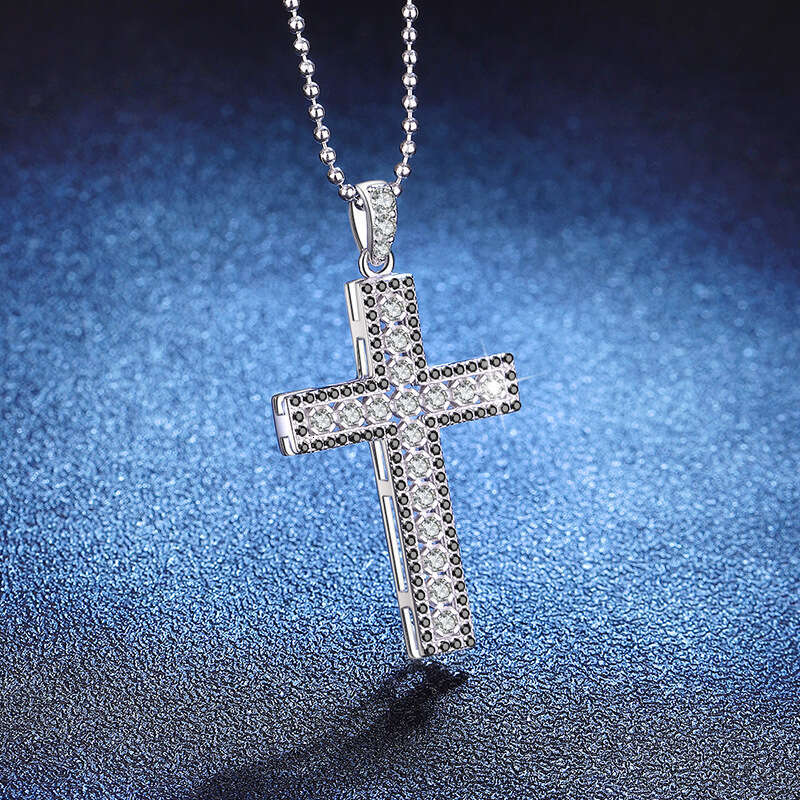 S925 Pure S925ier Hip-Hop Full CroS925S925 Pendant D Color MoiS925S925anite Necklace bbe