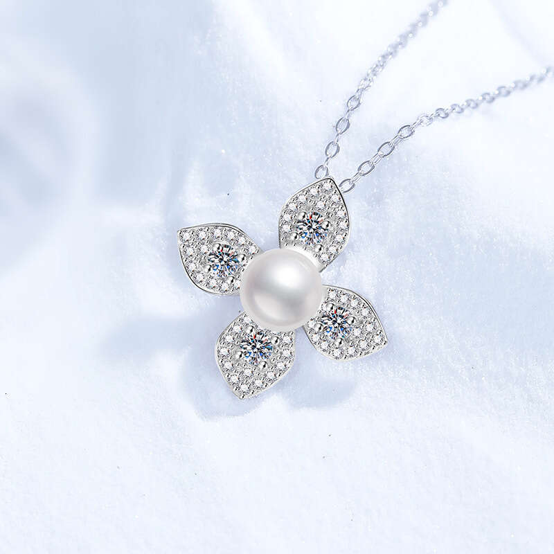 Natural FreS925hwater Pearl High-end D Color MoiS925S925anite VerS925atile Four-leaf Clover Pure S925ier Necklace for Women 05e
