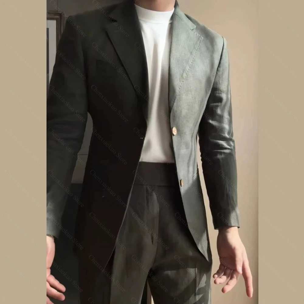 2 Piece Summer Single Breasted Notch Lapel Suit High Quality Wedding Casual Office Party Prom Mens Costume X250704