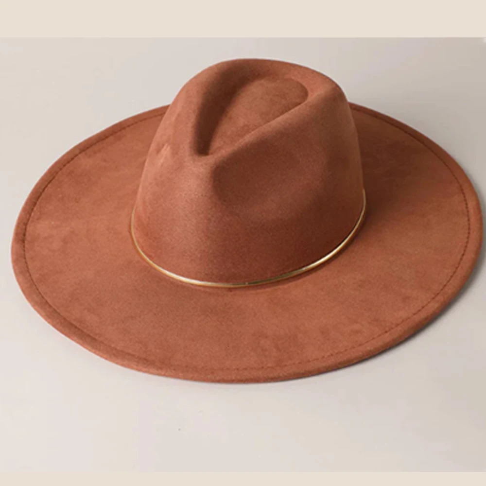 Colorful Suede 9.5cm Wide brimmed Womens Hat Mens Church Jazz Hat Fedoras Cowboy Hat Panama Hat 250701