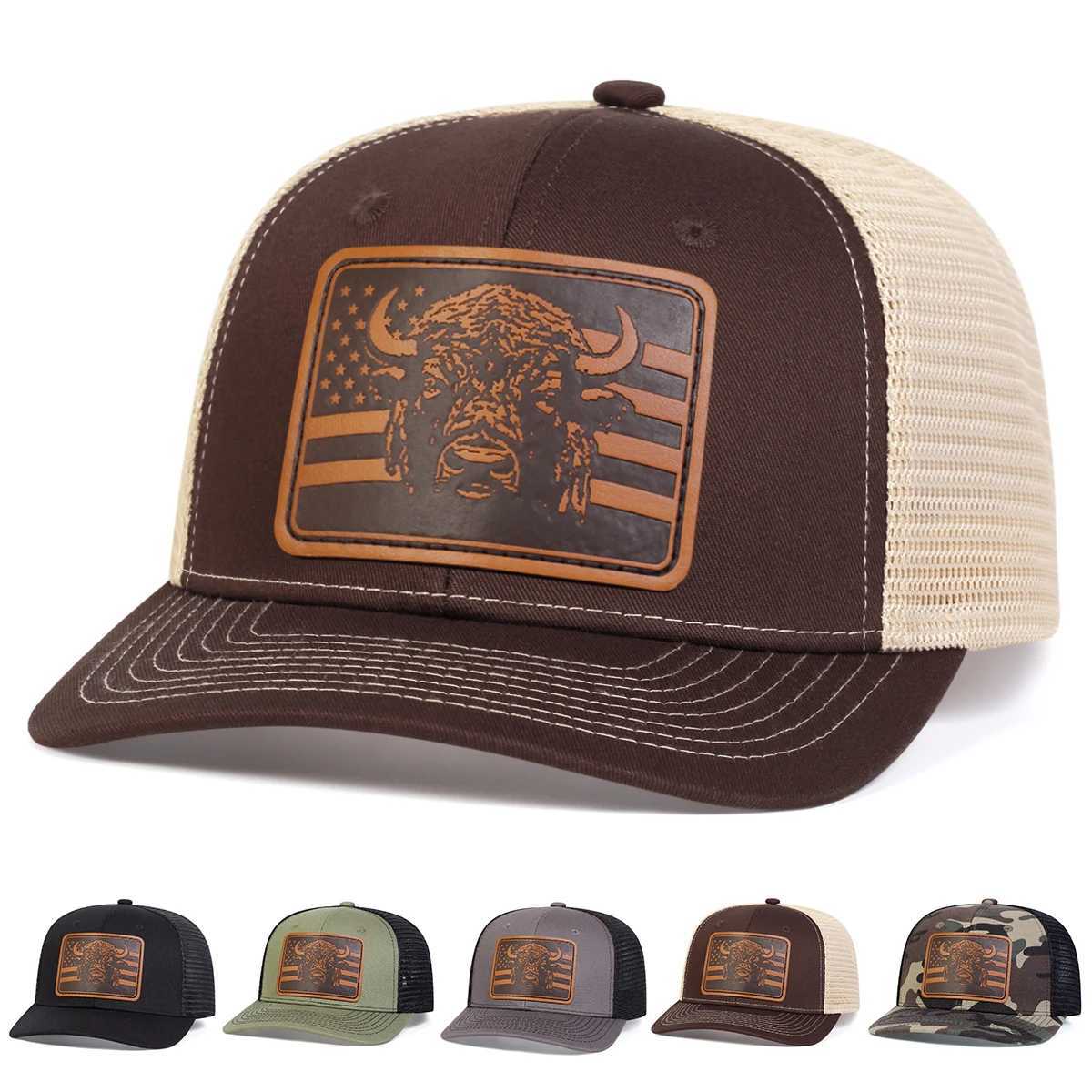 Unisex Brown Flag Bl Leather Label Baseball Net Caps Spring and Summer Outdoor Adjustable Casual Hats Sunscreen Hat X250704