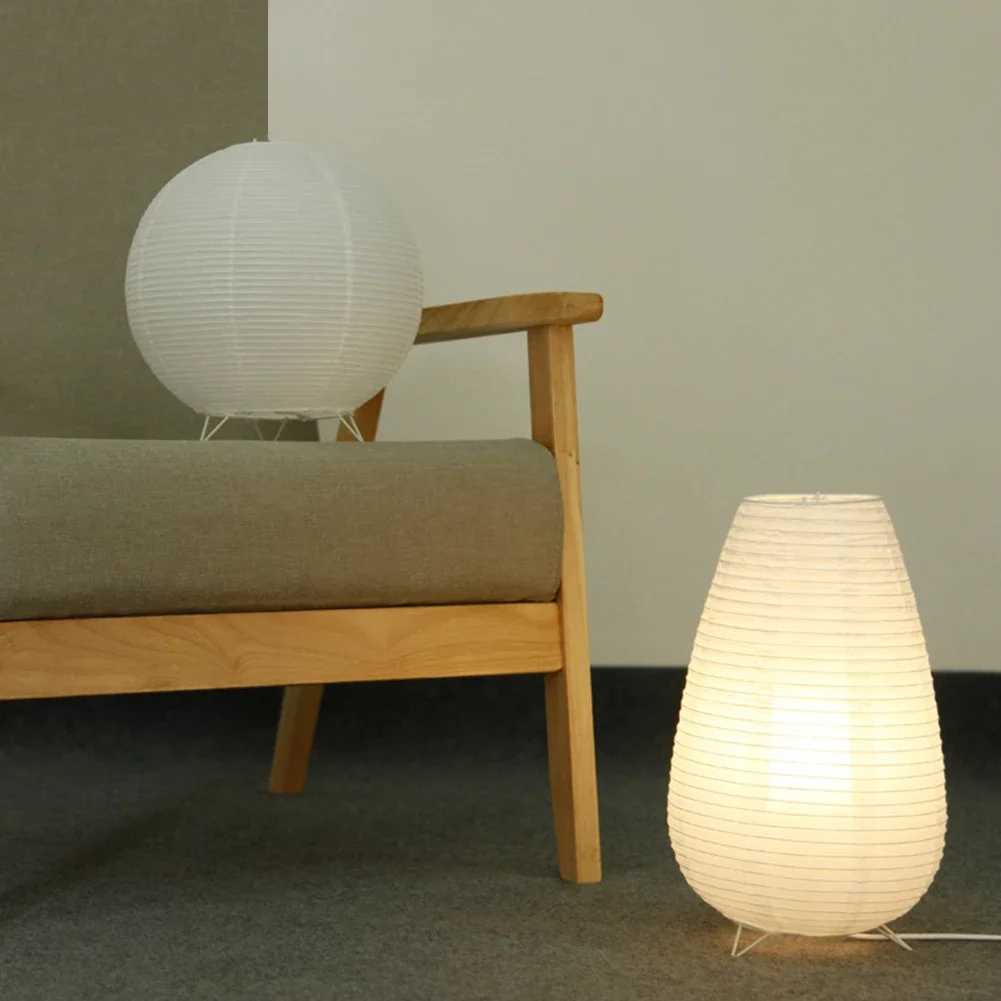 DIY Nordic Paper Lantern Table Lamps Japanese Style Modern Living Study Room Bedroom Bedside LED Night Lighting Home DecorationsXJ250703