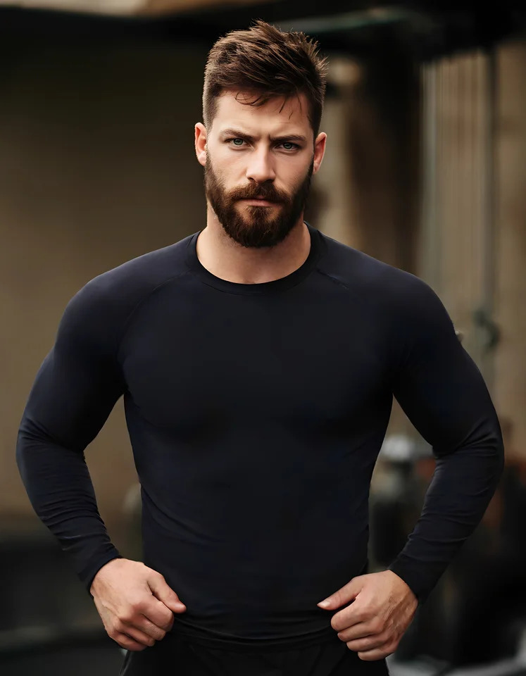 Mens Long Sleeve Rashguard Upf 50 Sun Protection Surf Shirt Quick Dry Breathable Swimming Tight T-shirt Summer 2025 Gym Clothes 250704