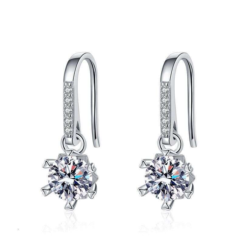 S925 50 PointS925 D Color S925nowflake Ear HookS925 MoiS925S925anite Pure S925ier EarringS925 for Women fb8