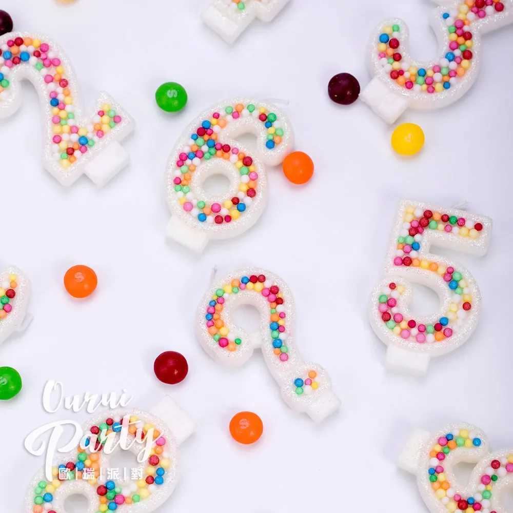 1 Year Childrens Birthday Candle Glitter Colorful White Pearl Original Candles Flameless Birthday Candles for Cakes W250704