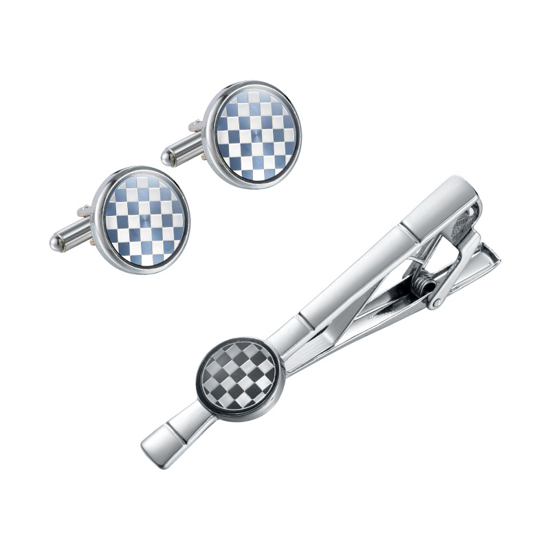 Silver and Gold Tone Tie Clip Cufflink Set Elegant Mens Accessories for Wedding Business and Anniversary L251024