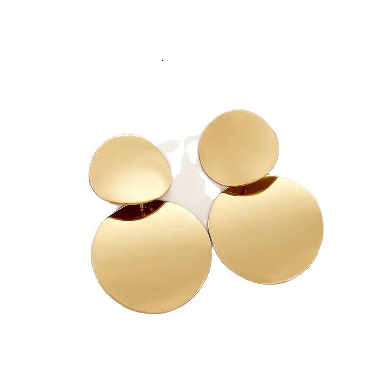 Round Alloy Ins Three-Dimensional Glossy Earrings Fashion Versatile Stylish Ear Studs Jewelry