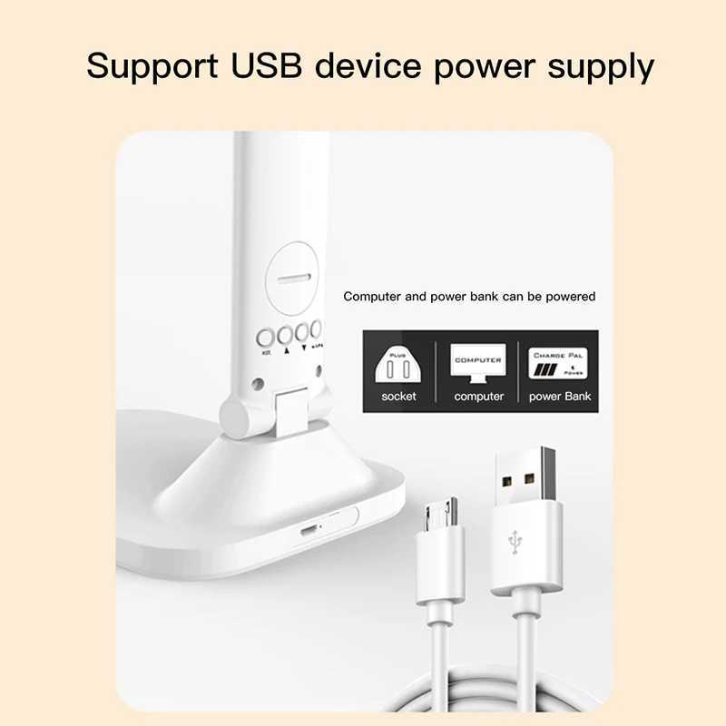 LED Desk Lamp Rechargeable Alarm Clock Thermometer Dimmable Touch Foldable USB Charging Table Lamp Battery Night Light Plug in XJ250703