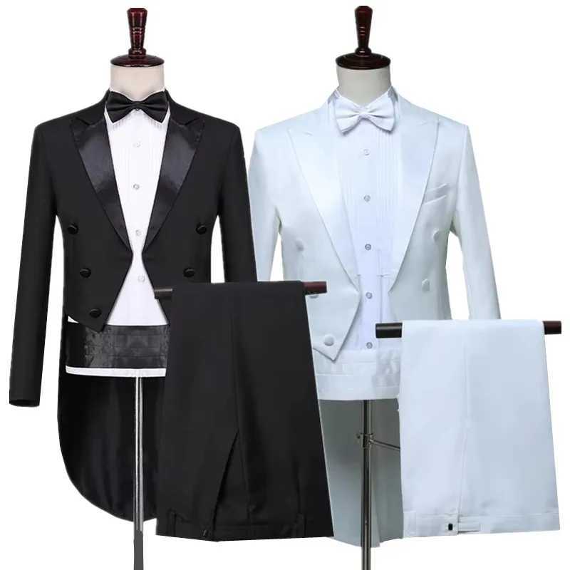 British Style Men Court Tuxedo 2 Piece Black / White Fashion Minimalist Mens Business Wedding Party Suit Jacket and Pants X250704