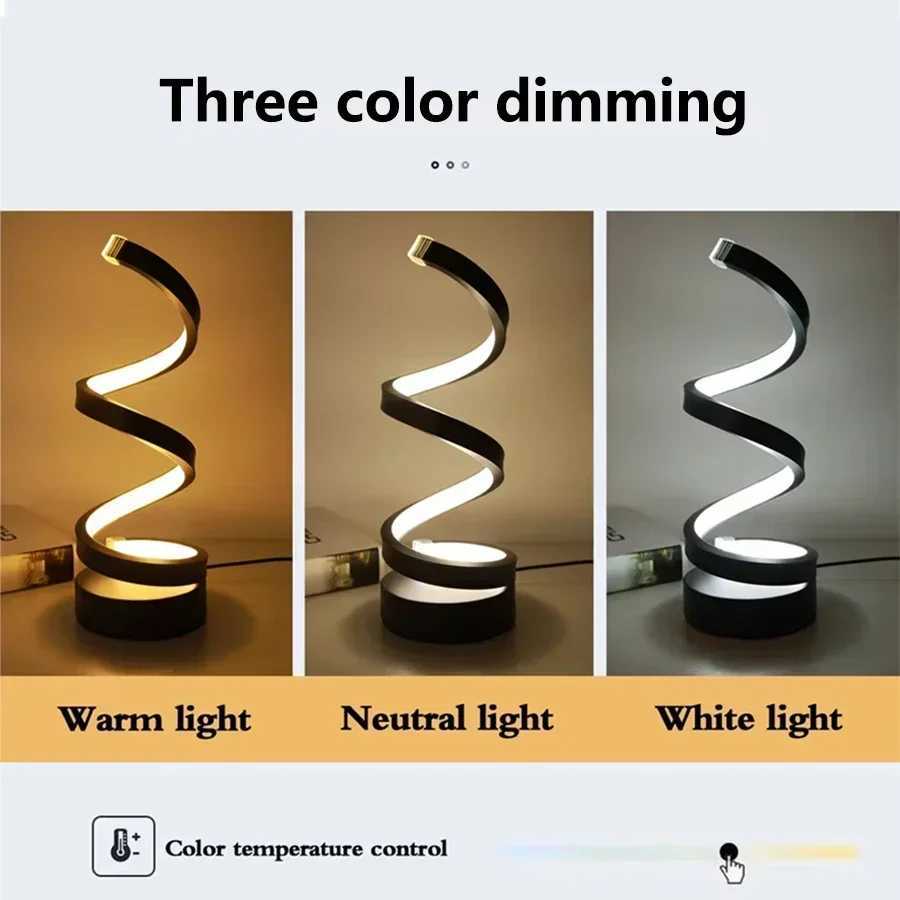 Modern Minimalist Spiral LED Table Lamp Bedside Night Light 3 Color Dimmable Desk Lamp For Bar Cafe Bedroom Living Room LightingXJ250703