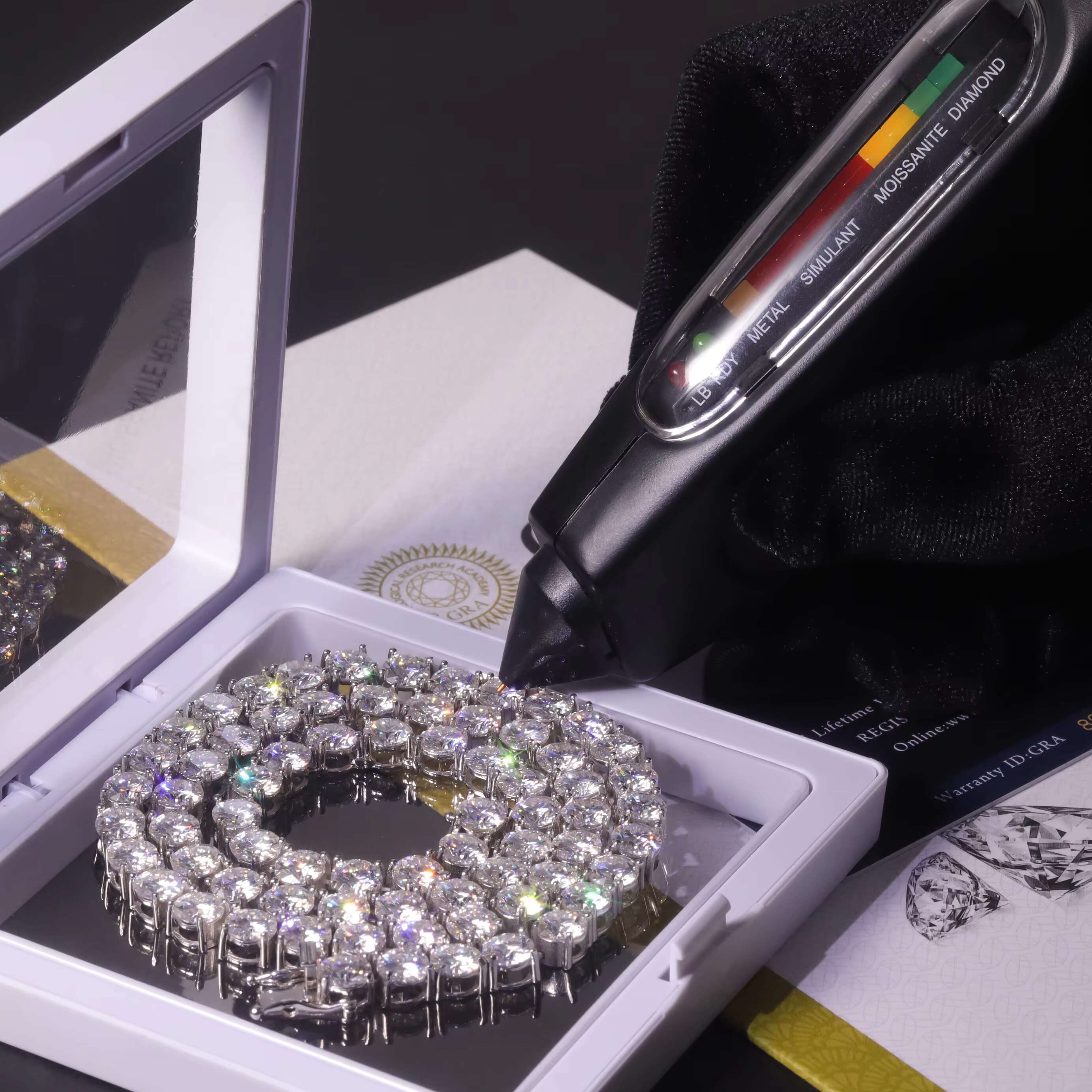 Abiding Custom Fine Jewelry Hip Hop 925 Sterling Silver DEF Color VVS Moissanite Diamond Tennis Chain Moissanite Tennis Necklace