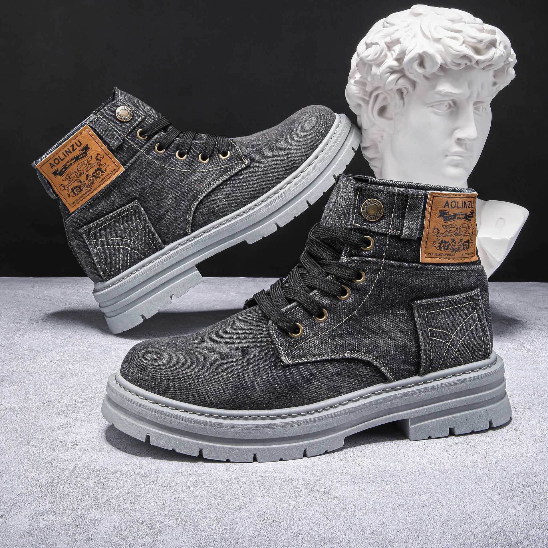 Canvas Boots for Men Trendy Working Shoes High Top Men Ankle Boots Outdoor Street Style Platform Boots botas masculino Z250704