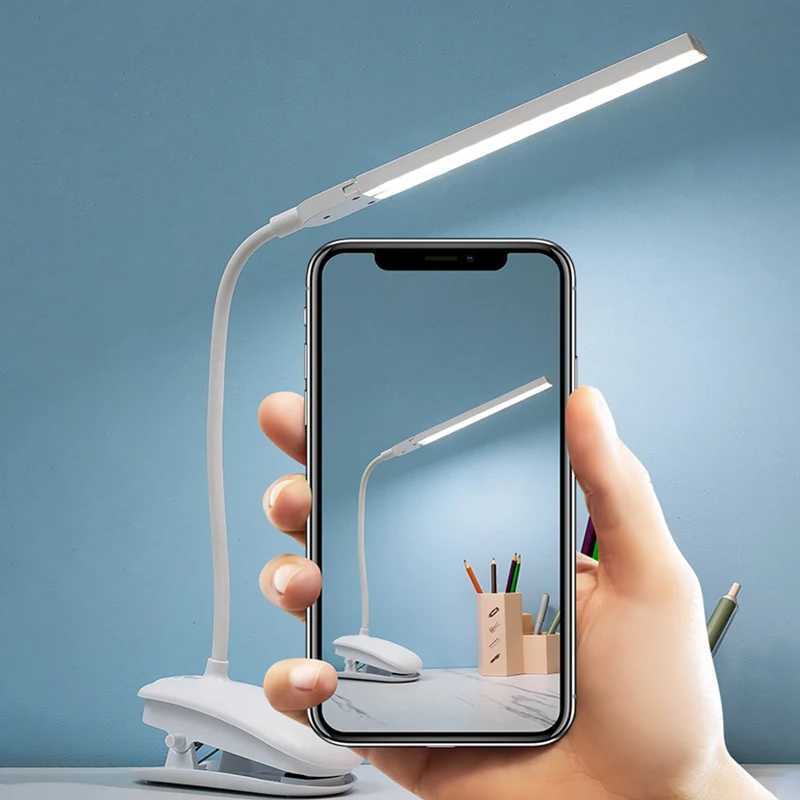 LED Double-headed Reading Table Lamp with Clip Touch Control Dimmable Light Eye Protection for Bedroom Dormitory Study Office XJ250703